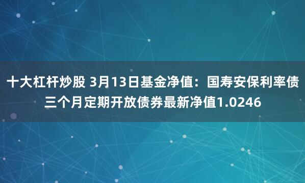 十大杠杆炒股 3月13日基金净值：国寿安保利率债三个月定期开放债券最新净值1.0246